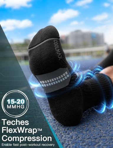 Juclise Men's Compression Running Crew Socks, 3 Pairs - color: Classic Black, size: Medium
