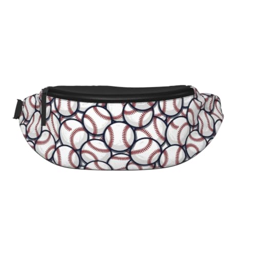 Dujiea Fanny Pack, Overlapping Baseballs Waist Bag With Headphone Hole Belt Bag Adjustable Sling Pocket Fashion Hip Bum Bag For Women Men Kids Outdoors Casual Travelling Hiking Cycling - color: Overlapping Baseballs