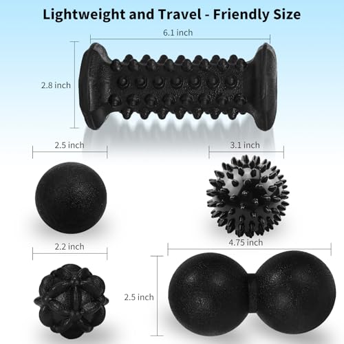 5-in-1 Foot Massager Roller Set for Plantar Fasciitis & Heel Pain Relief - color: 5-piece Black