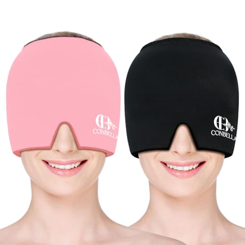 Migraine Relief Cap, Soothing Headache Ice Face Mask Products - color: Black+pink