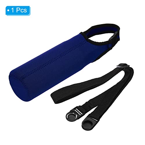 PATIKIL Water Bottle Sling Bag, Neoprene Portable Insulated Bottle Holder Carrier with Removable Adjustable Shoulder Straps - color: Navy Blue