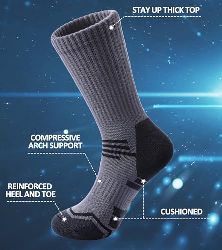 FNOVCO Women's Hiking Walking Running Crew Socks Thick Cushioned Athletic Compression Socks 5 Pairs - color: Multicolor 03, size: 5-8