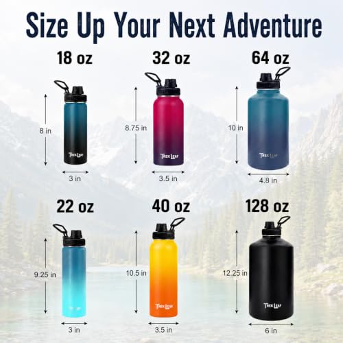 Travel Water Bottle with 3 Lids (Spout, Straw, Flip) Leak Proof, Quality, Vacuum Insulated, Stainless Steel (Sunrise, 18 oz) - color: Sunrise, size: 18 Ounces