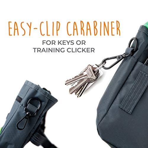 Mighty Paw Dog Treat Bag - Drawstring Closure Pouch - Includes Carabiner Hook and Pick-up Bags - Dog Paw Treat Bag - Pet Training Pouch - (Grey/Green) - color: Standard - Grey