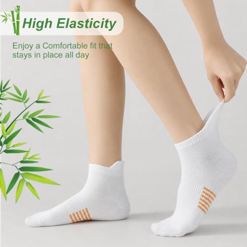 6 Pairs Thin Breathable Bamboo Ankle Socks for Women - color: 6 White, size: Medium