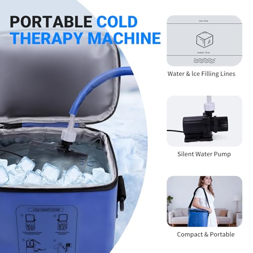 Ice Machine for Knee After Surgery, 12H Cooling, Quiet Pump - color: Blue