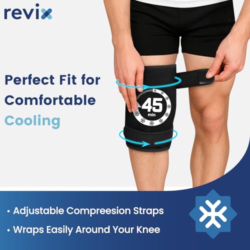 REVIX Extra Large Knee Ice Pack Wrap Around Entire Knee and REVIX Ankle Ice Pack Wrap for Foot Pain Relief and Feet Injuries