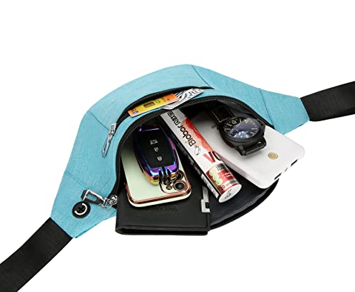 Fanny Pack for Men & Women, Fashion Waterproof Waist Packs with Adjustable Belt, Casual Bag Bum Bags for Travel Sports Running. - color: B-Mint Green