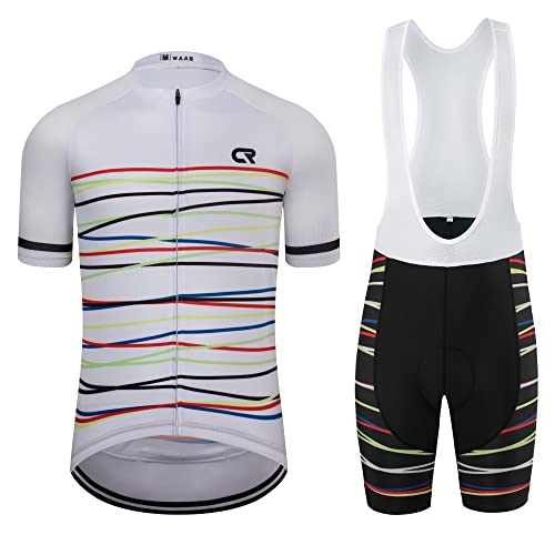 Coconut Ropamo CR Men's Cycling Jersey Set Road Bike Jersey Zipper Pocket Bib Shorts with 4D Padded Cycling Clothing Set - color: 1032, size: Medium