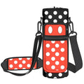 Water Bottle Holder with Strap, 18-32oz Water Bottle Carrier Sling Bag - color: Black Polka Dots