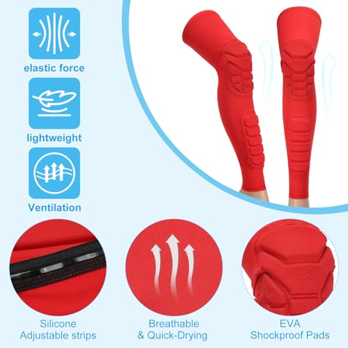 PATIKIL Knee Calf Pads Knee Braces Pad Compression Leg Sleeve Protective Calf Shin Guard for Youth Adults Football Basketball Baseball - color: Red, size: X-Large