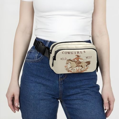 Wild West Rodeo Cowgirl Belt Bag for Women Men Fanny Pack Small Waist Pouch Crossbody Bags for Outdoor Hiking Running Travel - color: Cowgirl