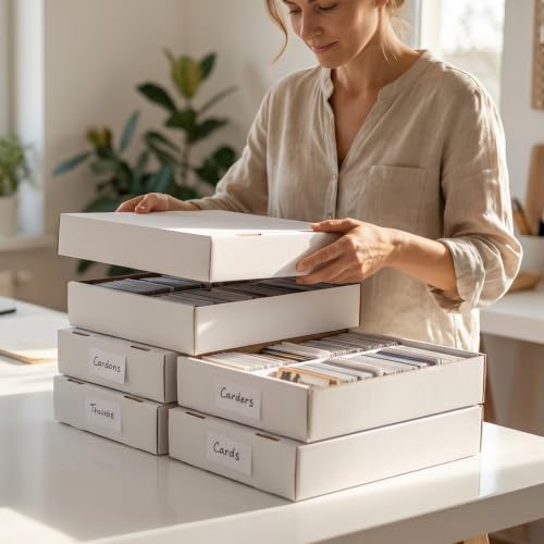 3 Pcs Trading Card Storage Boxes 5000 Count Card Organizer with Dividers