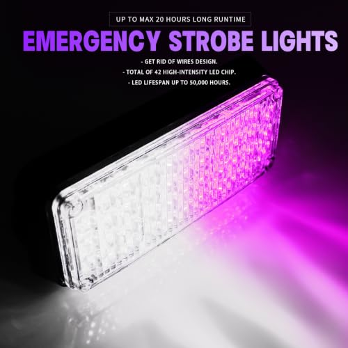 Purple/White Magnetic Flashing Strobe Lights/w Controller, 2-Pcs - color: 2pcs Purple/White