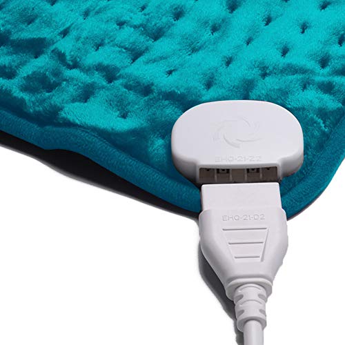 Ambershine 17''x33'' XXXL King Size Heating Pad with 12 Temperature Settings & 4 Auto-Off Countdown Timers, Pain Relief for Back/Neck/Shoulders/Abdomen/Legs(Light Teal) - color: Light Teal