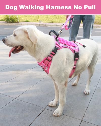 Tactical Dog Harness No Pull,Service Dog Vest with Handle,Pink Camo, XL - color: Pink Camo, size: XL(Neck: 22''-29.5'',Chest:25''-40''）