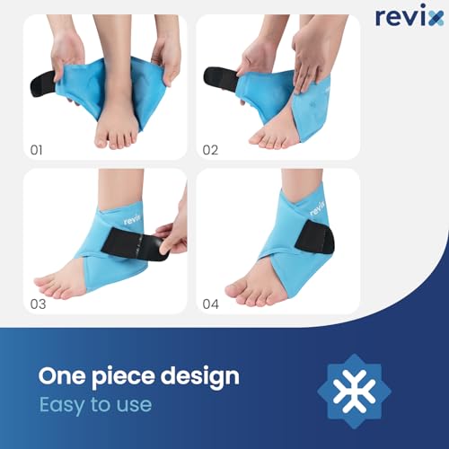 REVIX Ankle Ice Pack Wrap for Plantar Fasciitis & Foot Pain Relief - style: Blue-1 Pack