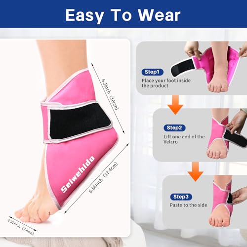 Ankle Ice Pack Wrap, Gel Hot Cold Compress for Heel Swelling Pain Relief - color: Pink-1 Pack, size: Standard