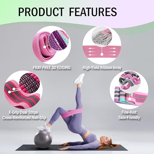 Full Body Resistance Bands Set for Women & Men, Professional Upper & Lower Body Workout Bands for Arms, Legs, Glutes, Yoga, Strength Training, Home Gym Fitness Equipment - color: Purple 2pcs
