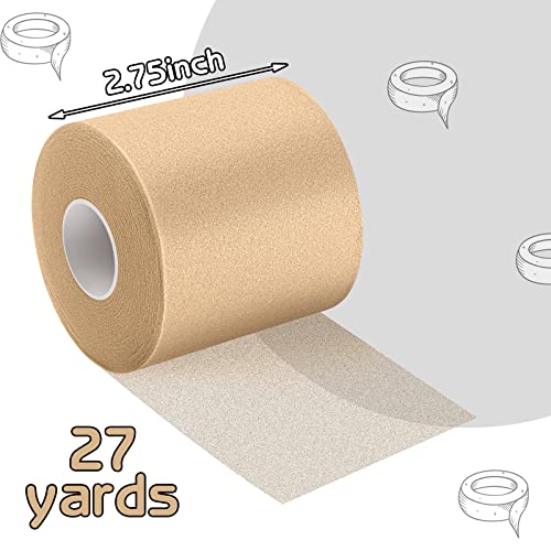 3 Rolls Pre Wrap Tape 2.75 Inch x 90 Yards Athletic Foam,Beige - color: Beige