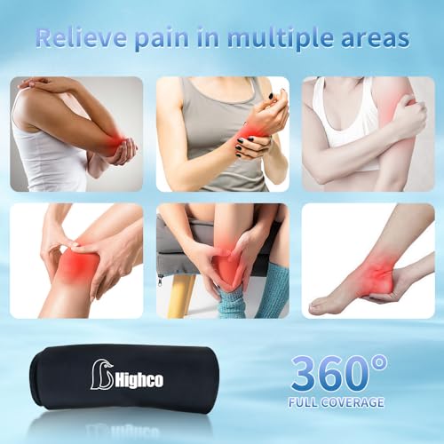 Pack of 1,Elbow Gel Ice Packs Wrap Freeze Sleeve for Injury Hot & Cold Compression,360° Coverage Ice Knee Sleeve Cold Wrap for Sprains, Arthritis, Elbow Pain, Tendonitis (Black,S)