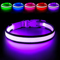 Flashseen LED Light Up Dog Collar, USB Rechargeable, Purple, L - color: Purple, size: Large