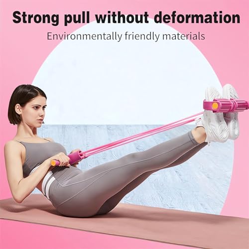 21 Fitness Resistance Bands-4 Tube Pedal Ankle Puller - 2023 New Sit up Leg Stretch Rope Exercise Bands with Handles, Stretching Workout Fitness Bands for Arm Weights Exercise Equipment - color: Purple