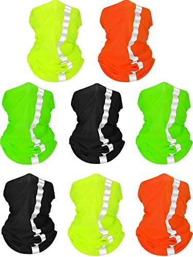 SATINIOR 8 Pack Reflective Neck Gaiters UV Protection Cooling Face Masks - color: Solid Colors