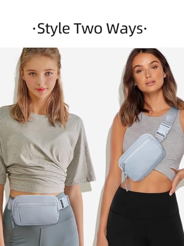 WESTBRONCO Fanny Packs for Women Men, Belt Bag with 4 Zipper Pockets, Fashion Waist Packs, Lightweight Crossbody Bags with Adjustable Strap for Workout/Running/Hiking (Light Grey) - color: A-Light Grey