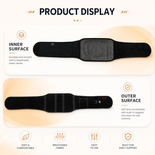 Heated Waist Belt, Cordless Lower Back Heating Pad, Black - size: 49 inches