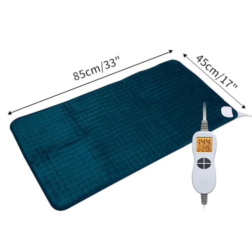 Ambershine 17''x33'' XXXL King Size Heating Pad with 12 Temperature Settings & 4 Auto-Off Countdown Timers, Pain Relief for Back/Neck/Shoulders/Abdomen/Legs(Dark Teal) - color: Dark Teal