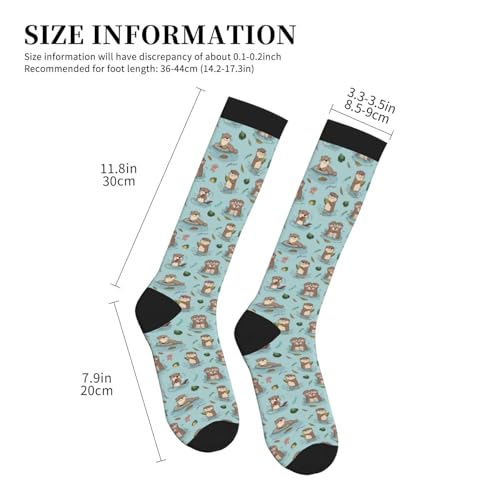 Compression Socks Knee High Circulation Support Socks For Women Men Athletic Running Hiking Travel - color: Otters