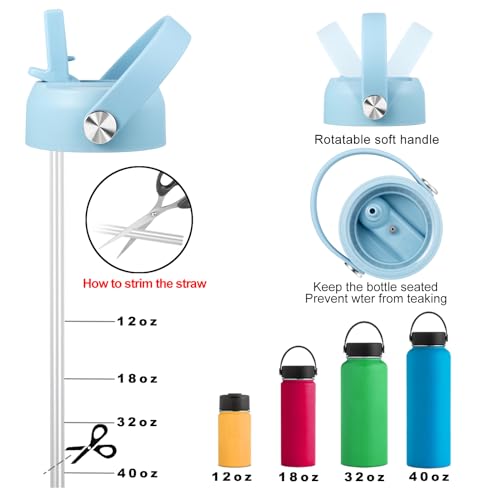 KMN Wide Mouth Straw Lid with Flip Top, Replacement Cap with Straw for Hydro Flask 18 32 40 oz Wide Mouth Water Bottle & 12 16 20 oz Coffee Flask, BPA-Free Leakproof Sports Lid (Rain) - color: Rain