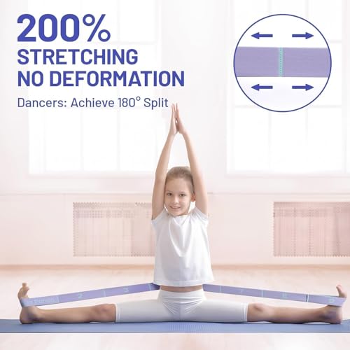Slim Panda Stretch Strap with 9 Loops, Elastic Yoga Straps for Stretching - color: Purple