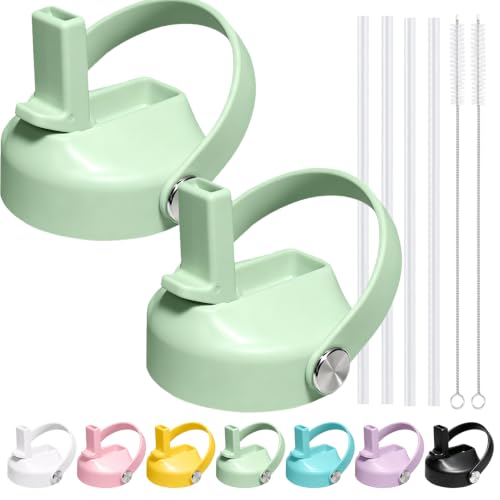 Straw lid for Hydroflask Wide Mouth Water bottle,Flex Straw Lid compatible with Hydro Flask 12 16 18 20 32 40 64 oz,Sports Straw Cap Flip Top Lid Water Bottle Lid Accessories… - color: Green 2