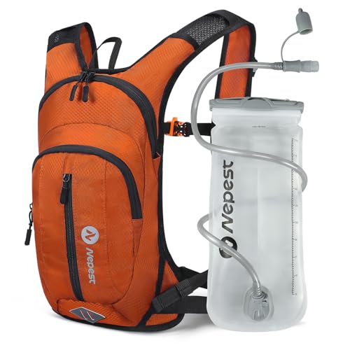 Nepest Hydration Pack Backpack with 2L Water Bladder Reflective Lightweight - color: Orange