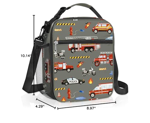 Clastyle Car Insulated Kid Lunch Bag for Boy Lunch Box, Red Fire Truck - color: Fire Truck