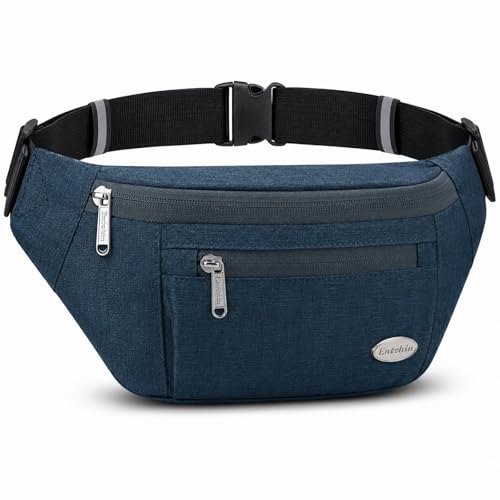Entchin Water-Resistant Fanny Pack, 4-Zipper Belt Bag - color: Blue