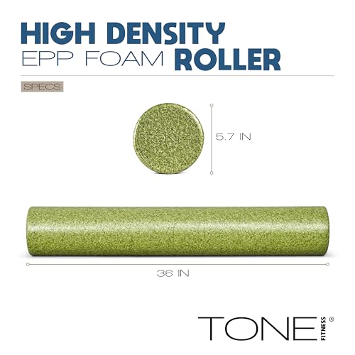 TONE Fitness Firm High-Density Foam Roller for Exercise, Massage & Recovery - color: Green, size: 36 Inch