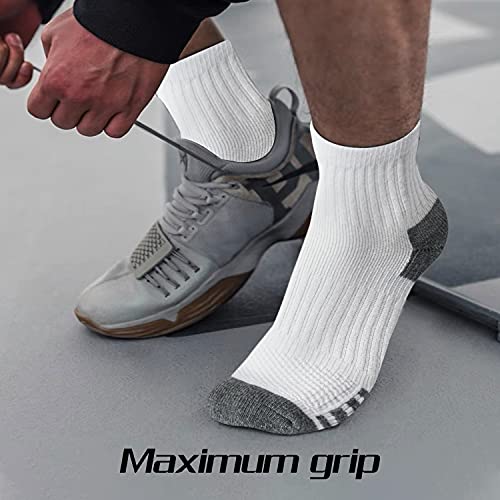 Iseasoo Ankle Compression Socks for Women Men, 5 Pairs Copper Running Socks - color: A03 - White, size: Large-X-Large