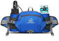 WATERFLY Fanny Pack Waist Bag: Fannie Pack 2 Water Bottle Holders Lumbar Belt Hiking Walking Running Jogging Camping Large Woman Man (Bottle Not Included) - color: Blue