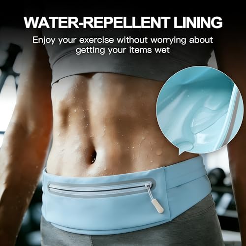 Slim Running Belt for Women Men,Phone Holder Waist Pack,Runners Fanny Pack - color: Light Blue