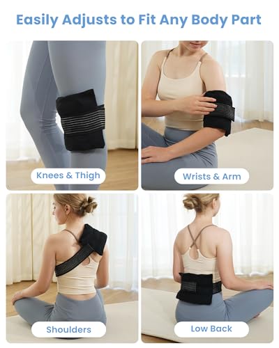 2 Ice Packs for Injuries Reusable, Cold and Hot Packs for Injuries, Joint Pain, Muscle Soreness, and Body Inflammation, Adjustable Ice Packs Wraps for Knees, Back, Shoulders, Arms, and Legs
