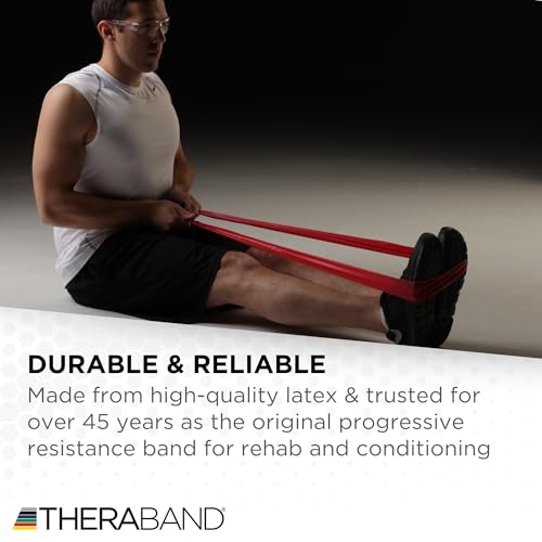 THERABAND Professional Resistance Band, Red Level 2 Medium, 5 ft Exercise - color: Level 3 / Heavy - Red