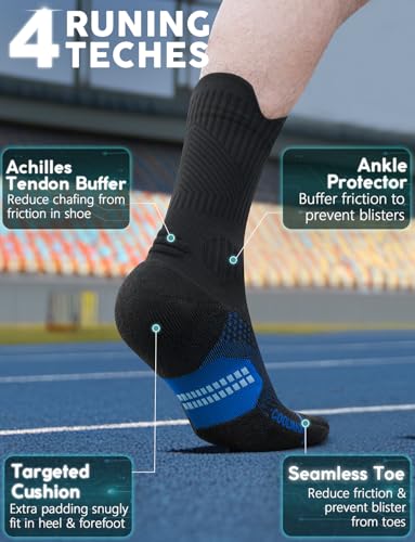 Juclise Men's Compression Running Crew Socks, 3 Pairs - color: Gradient Blue, size: Medium