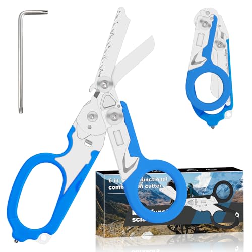 6-in-1 Heavy-Duty Emergency trauma shears (Blue) - color: Blue