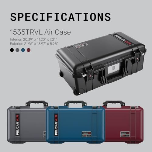 Pelican Air 1535 Travel Case - Carry On Luggage (Gray) - color: Gray, size: 1535 Travel Case