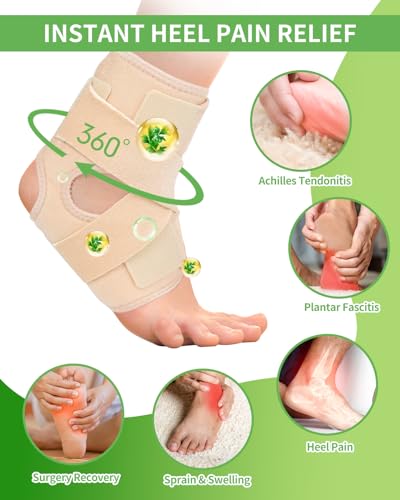 Castor Oil Pack Wrap For Foot Ankle Wrap Foot Wrap For Plantar Fasciitis Relief Foot Pain Relief,Adjustable Breathable Compression Ankle Support,Beige,Size L,Castor Oil Not Included,1 Per Pack - size: Large