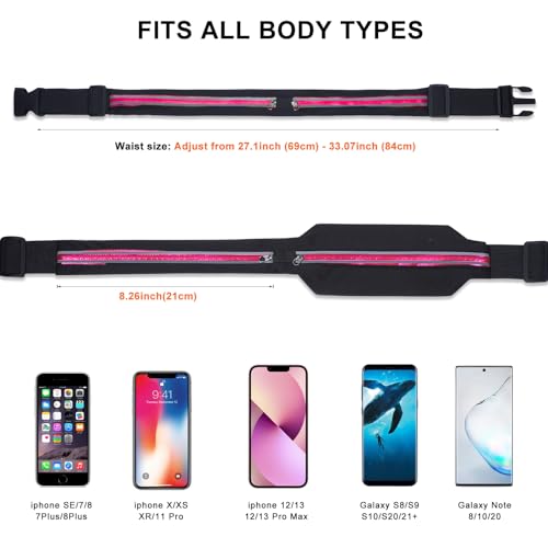 Running Belt for Men & Women - Secure Jogging Pouch for Phone, Keys & Essentials, For All Cell Phones - color: NA-2 Rose