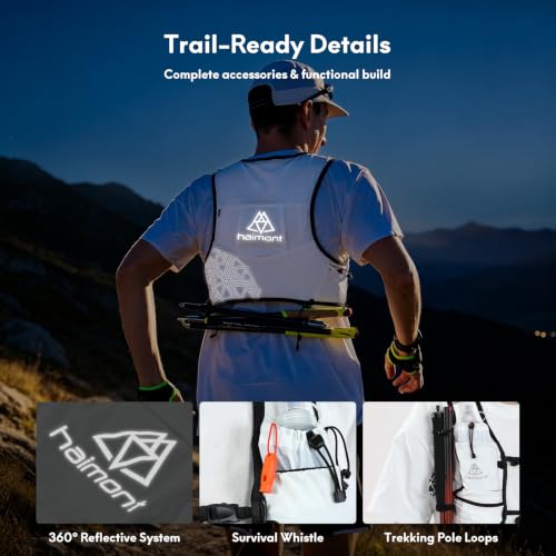Haimont 8L Trail Running Hydration Vest with Soft Flasks - color: White, size: Medium